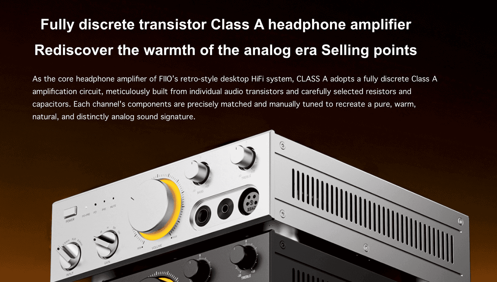 FiiO CLASS A의 순수 클래스 A 회로를 소개하는 제품 홍보 이미지