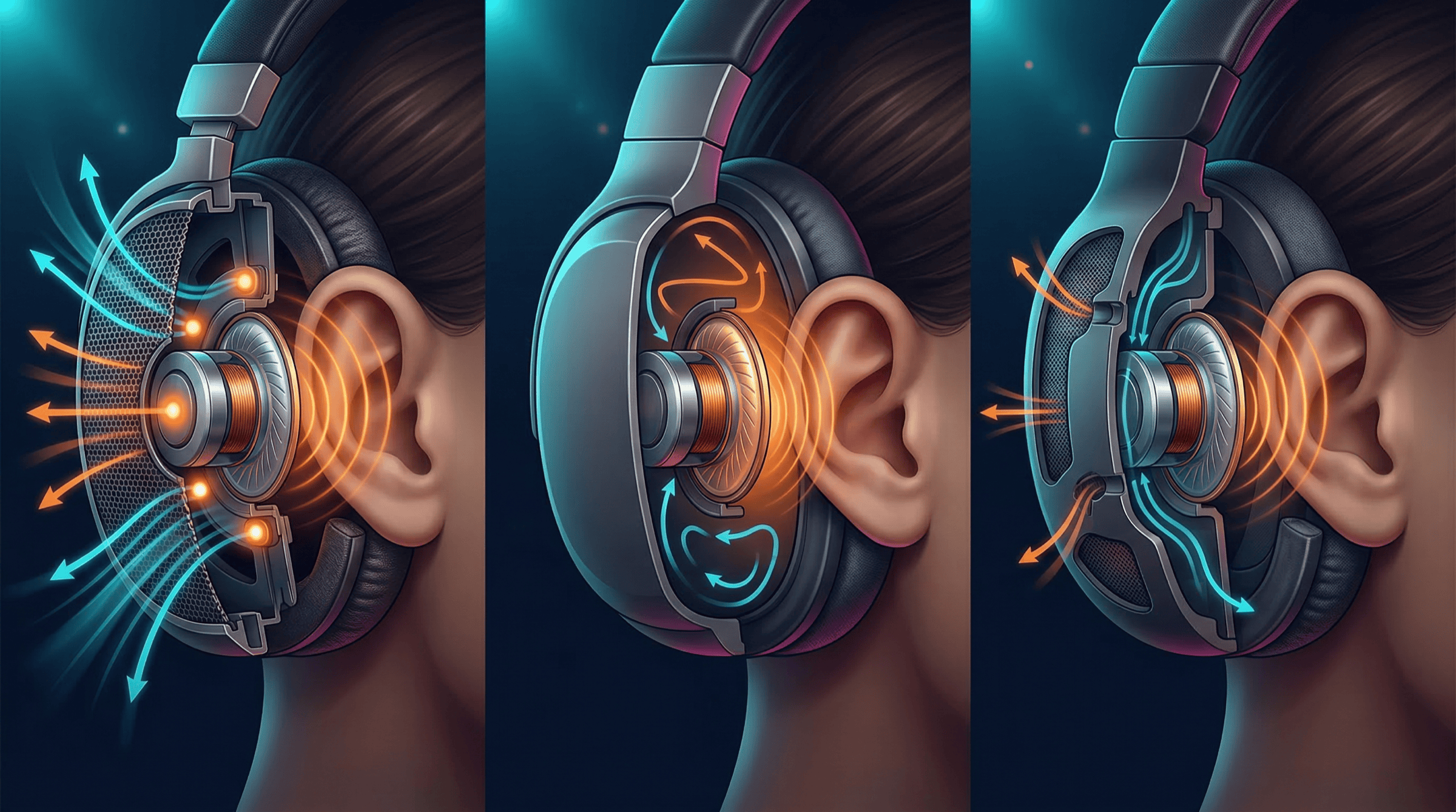 오픈형과 밀폐형, 세미오픈형 구조 차이를 보여주는 단면 비교