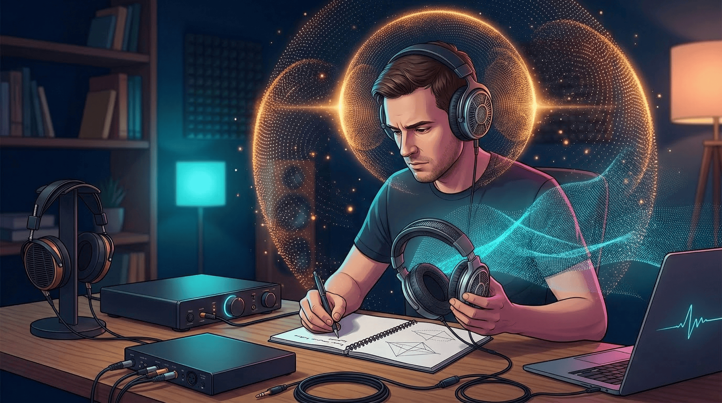 같은 곡을 서로 다른 헤드폰 타입으로 비교 청음하는 실전 장면