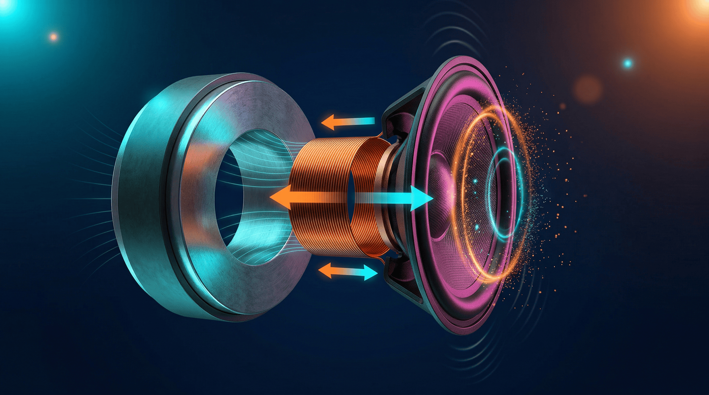 다이내믹 드라이버의 보이스 코일, 자석, 진동판 구조도