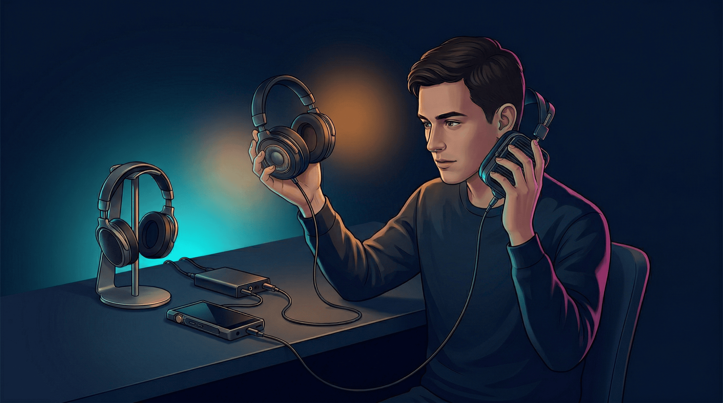 다이내믹 드라이버와 플래너 드라이버를 비교 청음하는 환경