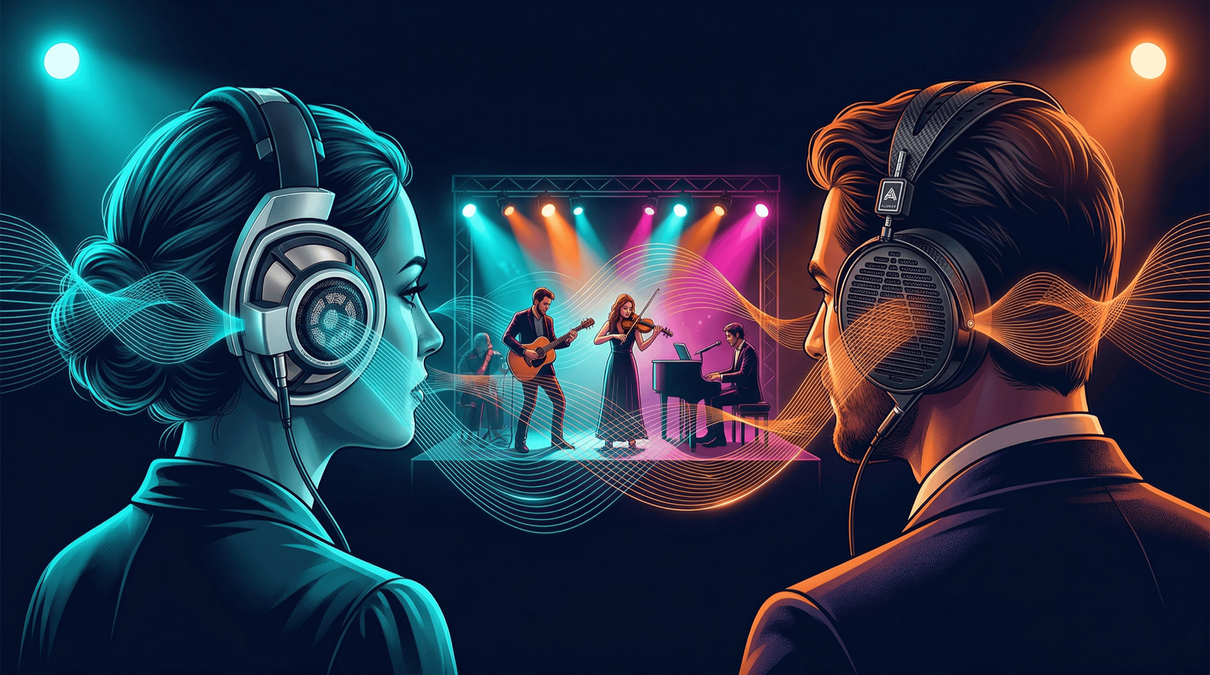 다이내믹과 플래너의 질감과 공간감을 비교 청음하는 장면